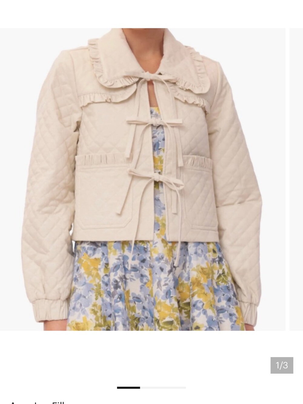 Avec les filles quilted Cream Tie-Front Jacket